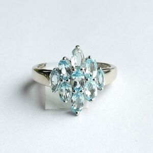 Brazilian Blue Topaz Ring Sterling Silver Size 7.25 🆕